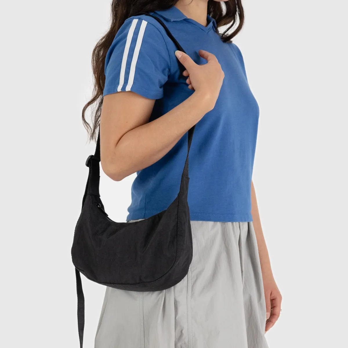 Baggu Small Nylon Crescent Bag in Black
