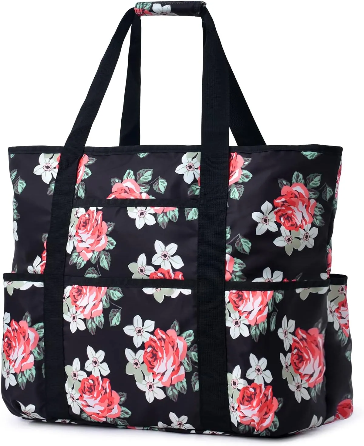 Becokan Beach Bags for Women Large Beach Tote Bag with Zipper Pockets Beach Bag Waterproof Sandproof Travel Nurse Tote Bag