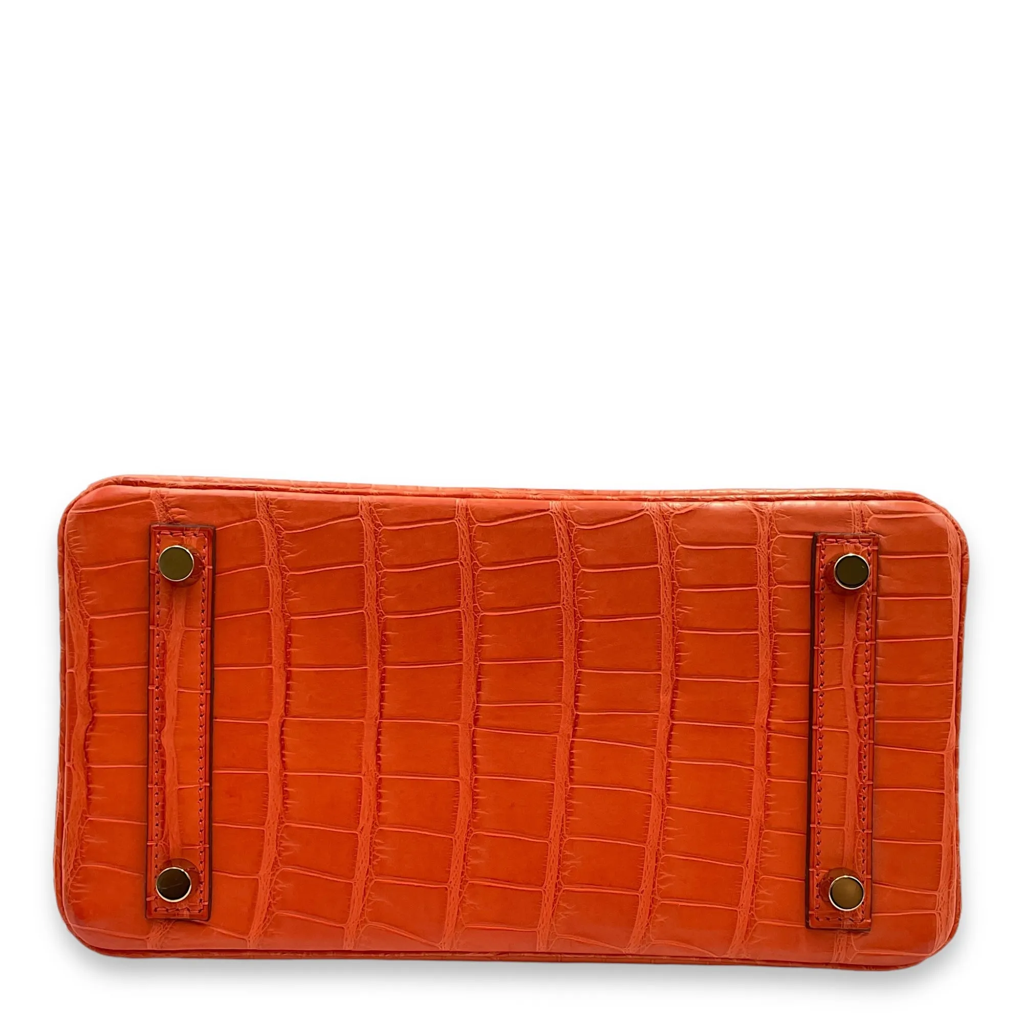 Birkin 25 Orange Poppy in Matte Alligator, Gold hardware
