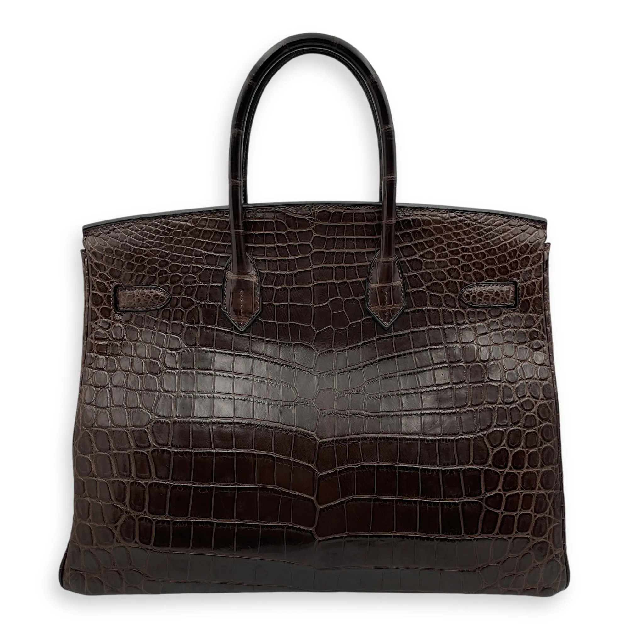 Birkin 35 Ebene in Matte Porosus, Palladium hardware