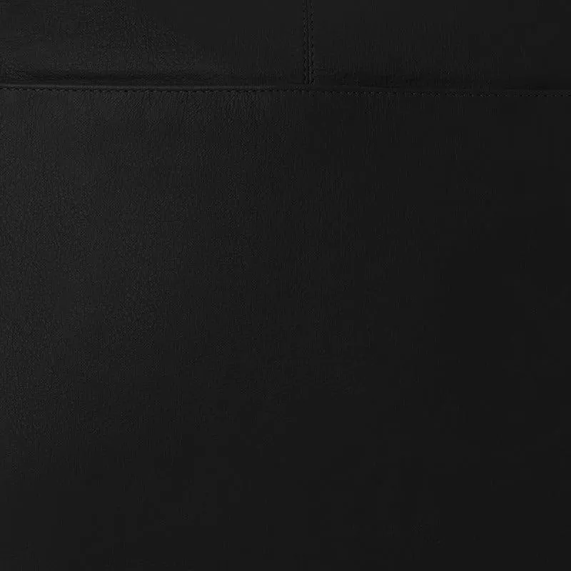 Black Zip Top Large Leather Hobo Shoulder Bag