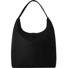 Black Zip Top Large Leather Hobo Shoulder Bag