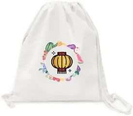Brief Lovely Chinese Article Lantern Canvas Fabric Vegetable Fruit Folding Cinch Bag