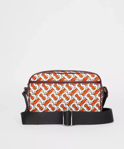 Burberry Monogram Print And Leather Crossbody Bag Vermilion
