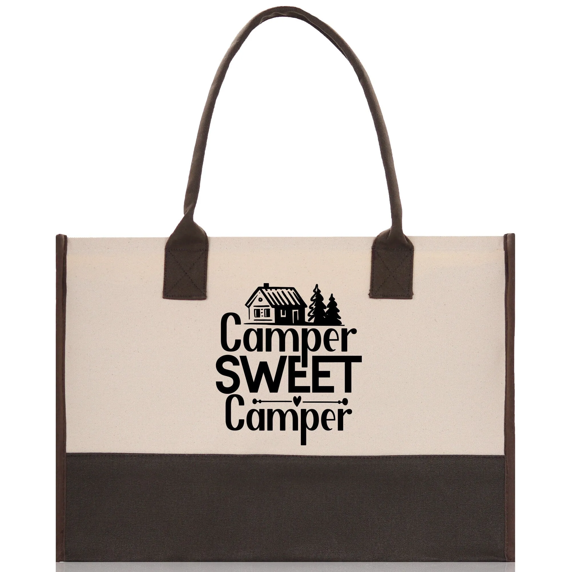 Camper Sweet Camper Cotton Canvas Chic Tote Bag Camping Tote Camping Lover Gift Tote Bag Outdoor Tote Weekender Tote Camper Tote