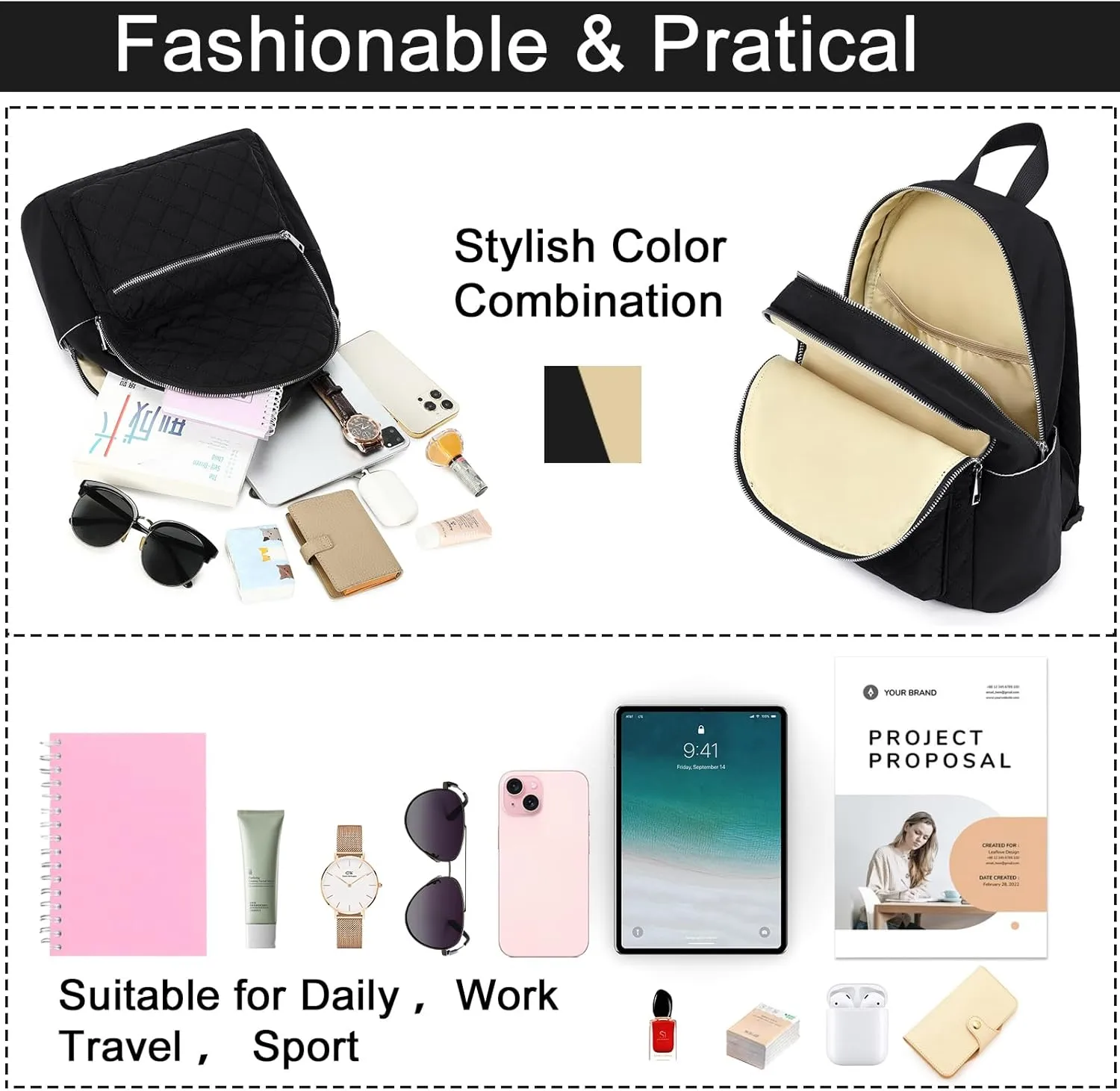 CAMTOP Mini Backpack Small Backpack Purse for Women Lightweight Cute Fashion Backpack Bookbag Daypack for Travel Shopping