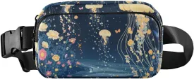 Cartoon Jellyfish A River Stylish Crossbody Bag Waist Packs for Women Men Waterproof Sling Chest Bags with Adjustable Strap for Travel Vacation Running