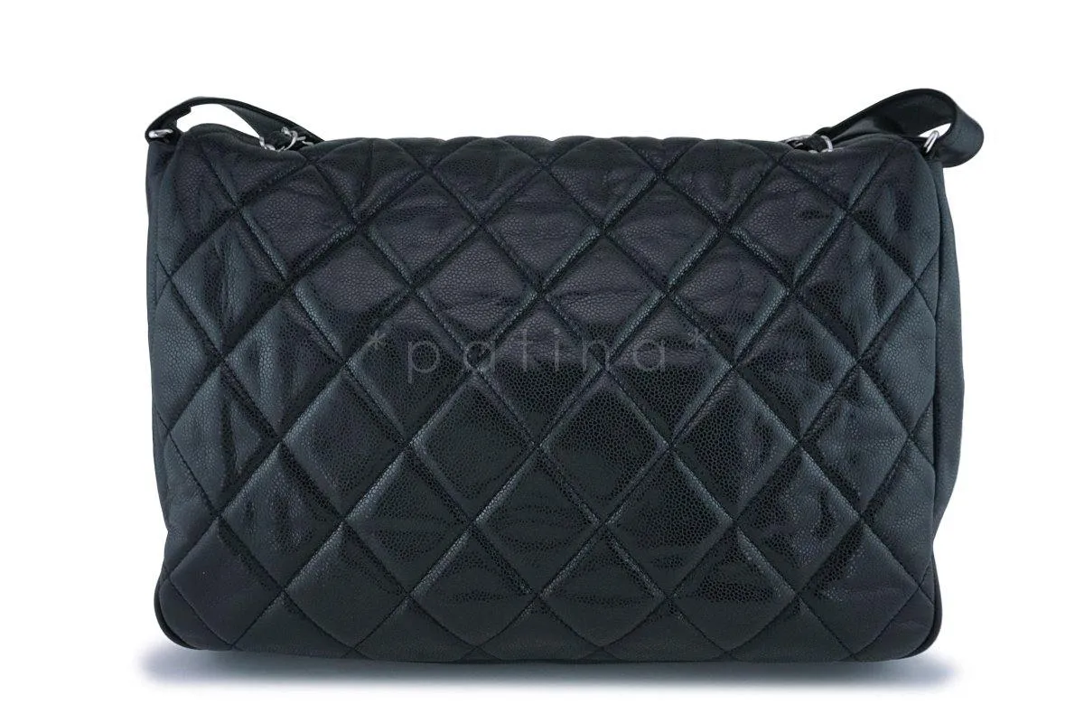 Chanel Black Caviar XXL Classic Messenger Flap Tote Bag