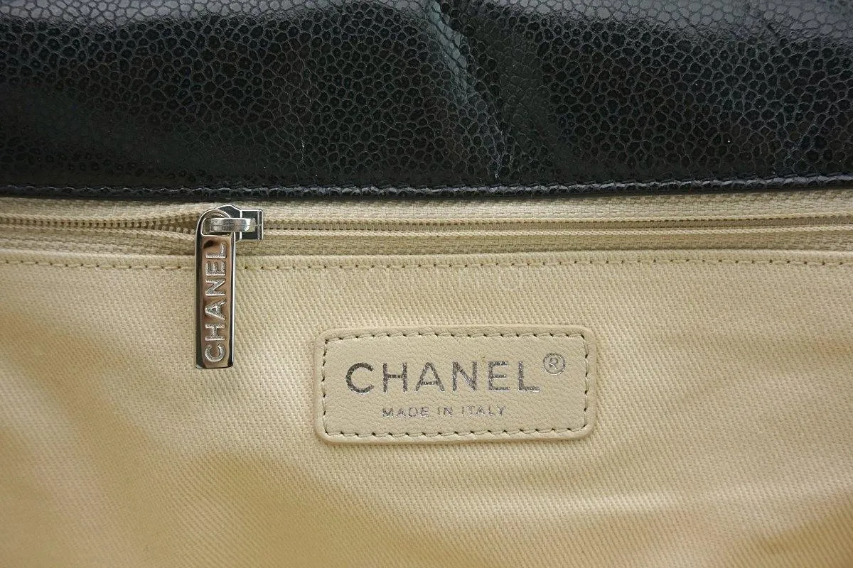 Chanel Black Caviar XXL Classic Messenger Flap Tote Bag