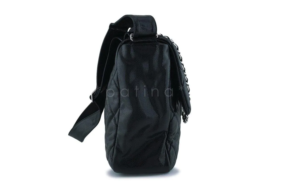 Chanel Black Caviar XXL Classic Messenger Flap Tote Bag
