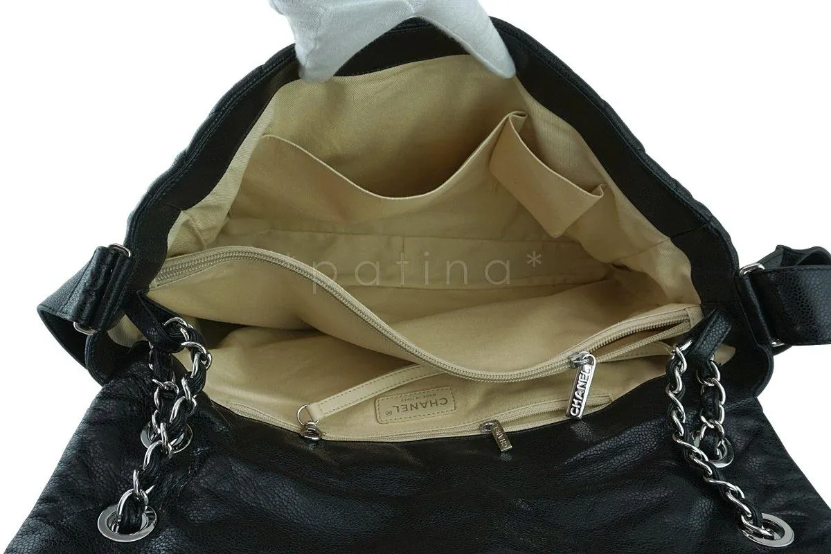 Chanel Black Caviar XXL Classic Messenger Flap Tote Bag