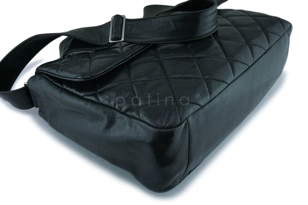Chanel Black Caviar XXL Classic Messenger Flap Tote Bag