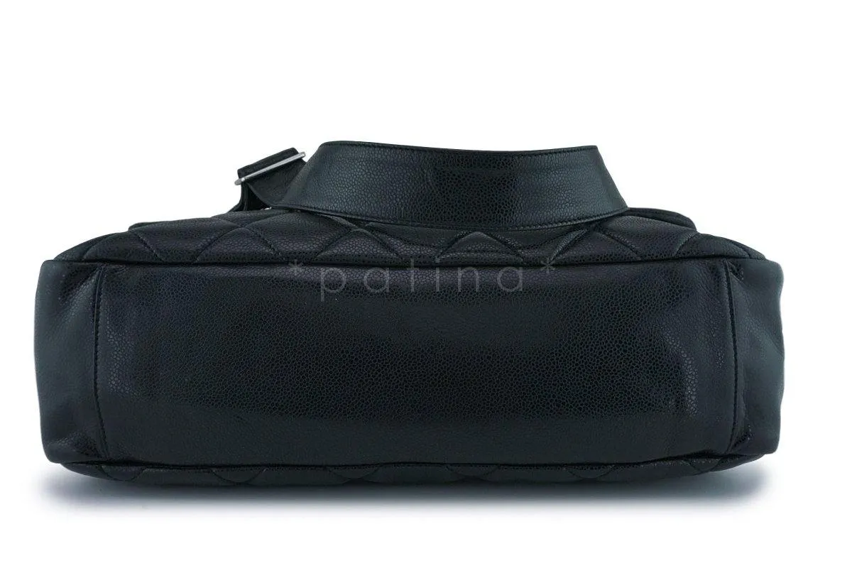 Chanel Black Caviar XXL Classic Messenger Flap Tote Bag