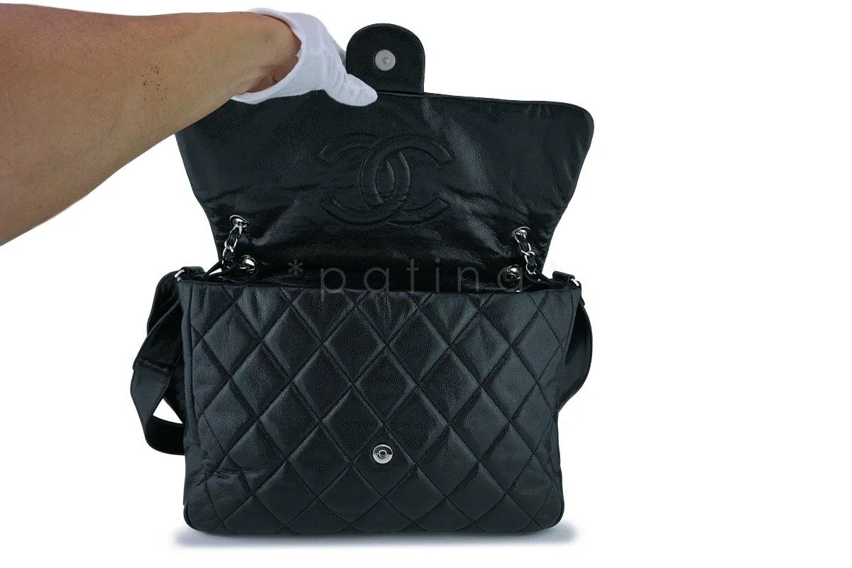 Chanel Black Caviar XXL Classic Messenger Flap Tote Bag