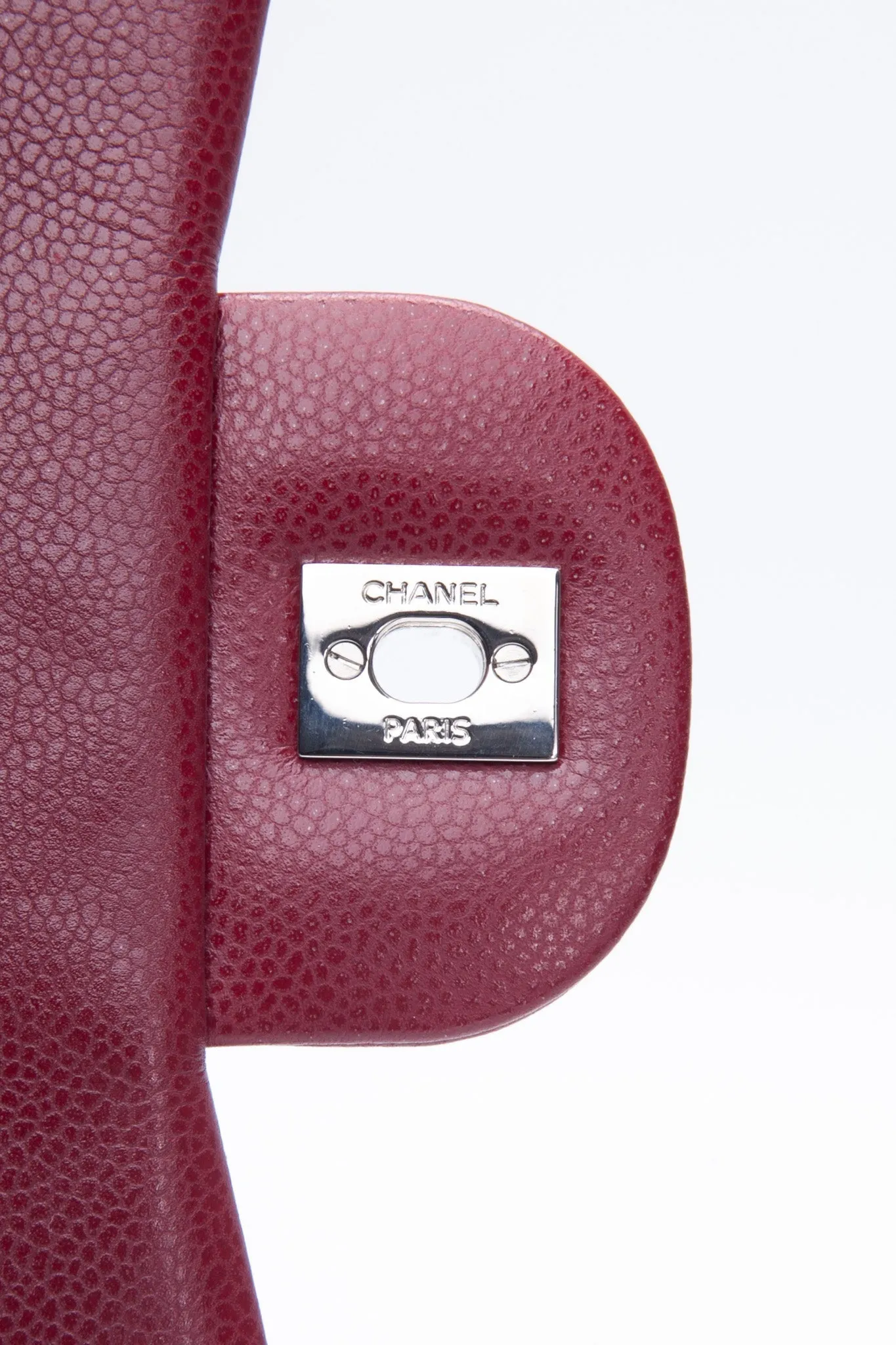 CHANEL Burgundy Caviar Quilted Jumbo Single Flap Bag