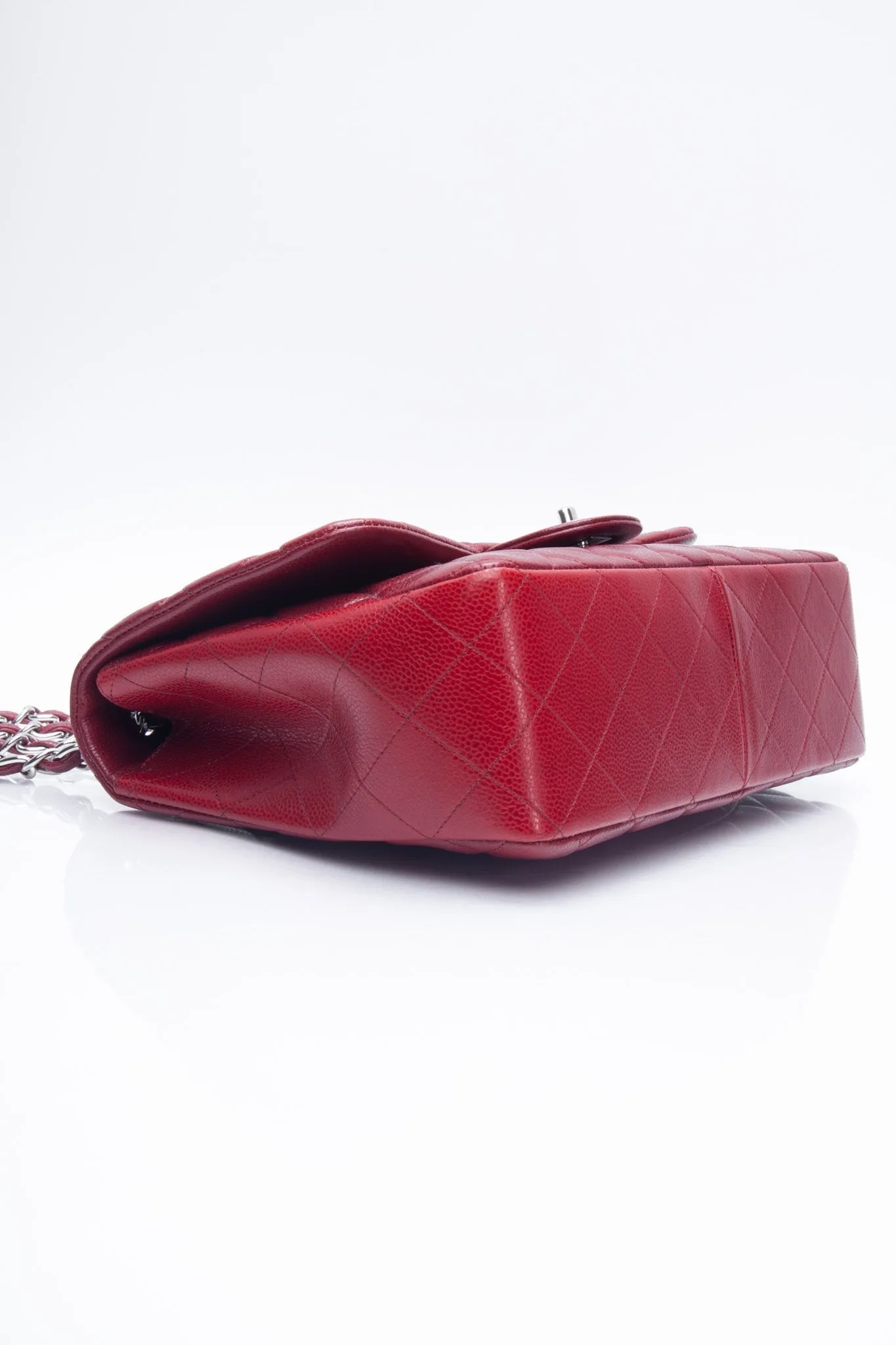 CHANEL Burgundy Caviar Quilted Jumbo Single Flap Bag