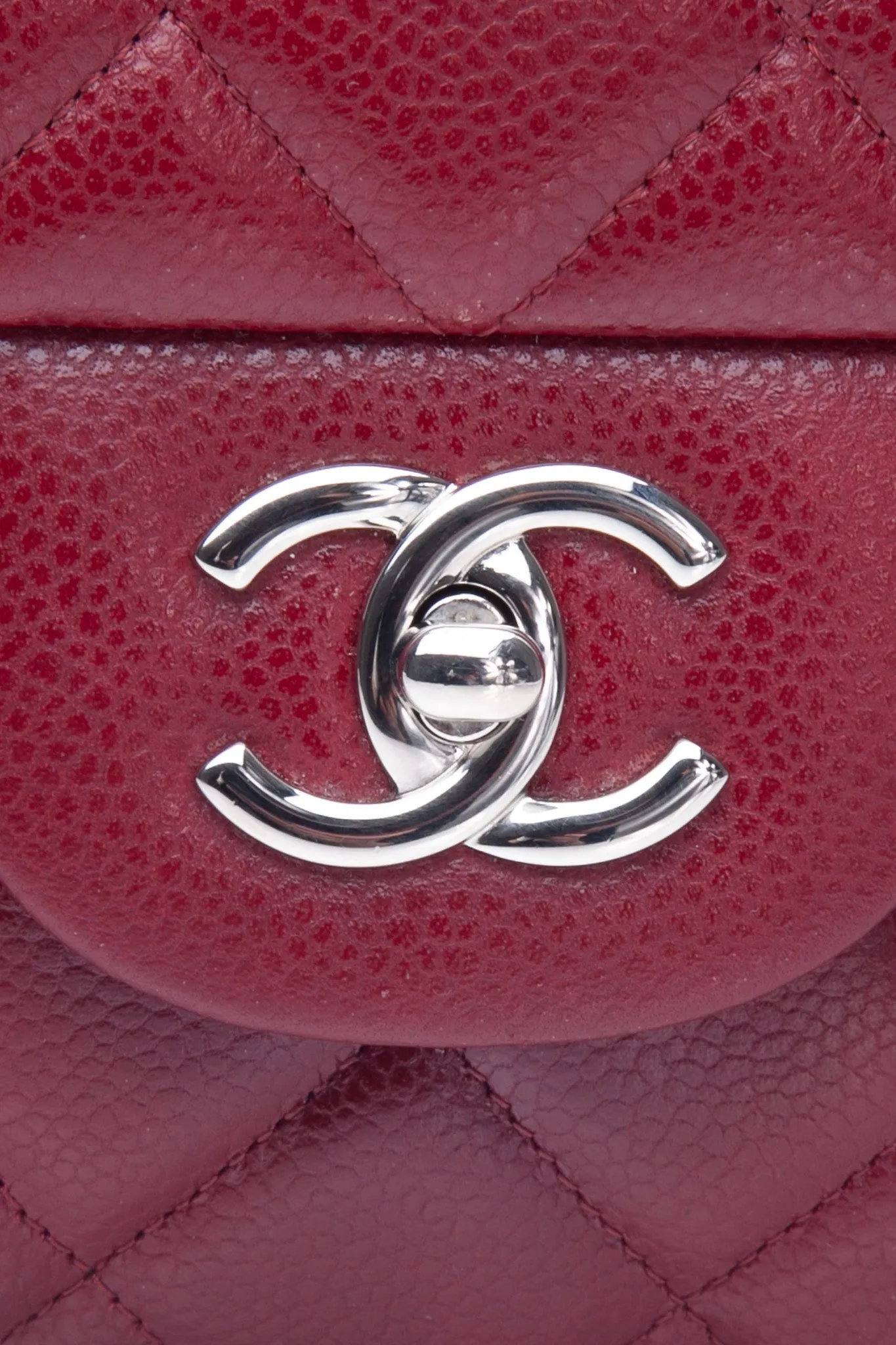 CHANEL Burgundy Caviar Quilted Jumbo Single Flap Bag