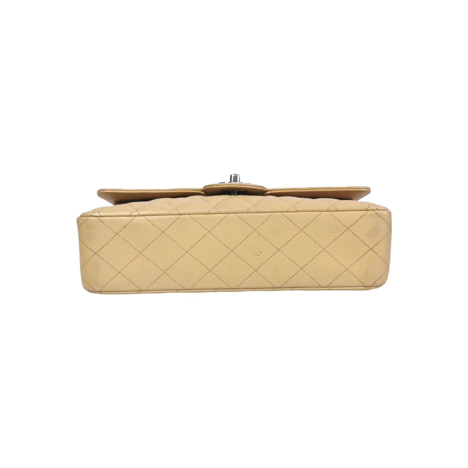 Chanel Classic Double Flap Medium Beige Caviar Silver