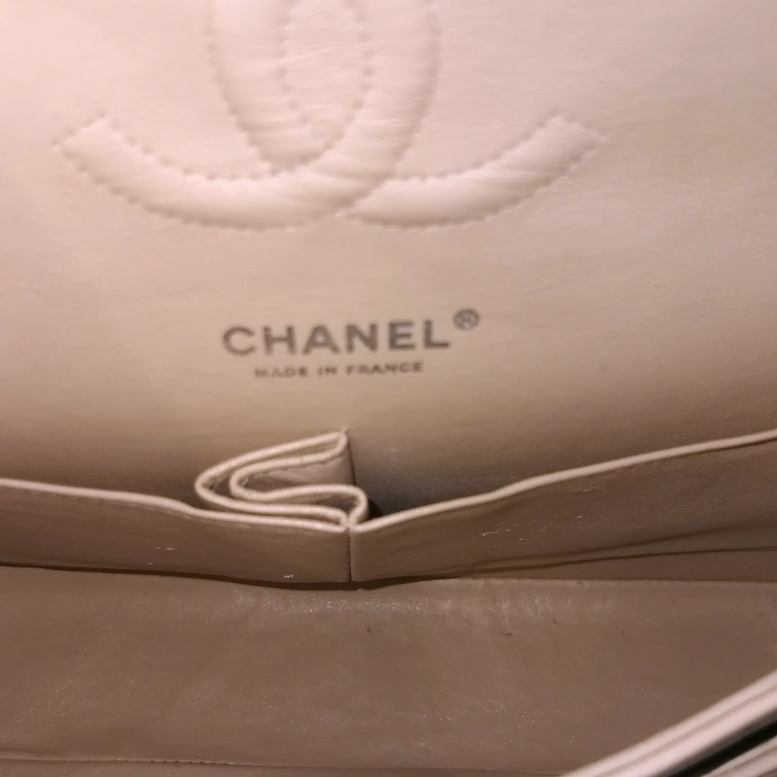Chanel Classic Double Flap Medium Beige Caviar Silver