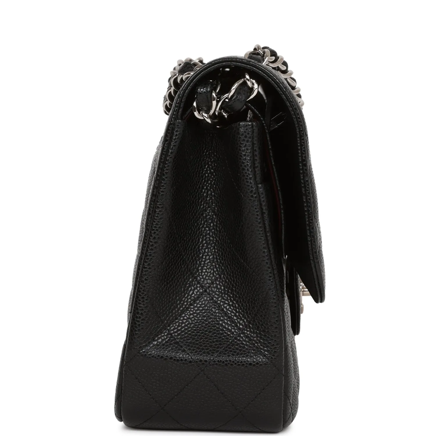 Chanel Jumbo Classic Double Flap Bag Black Caviar Silver Hardware