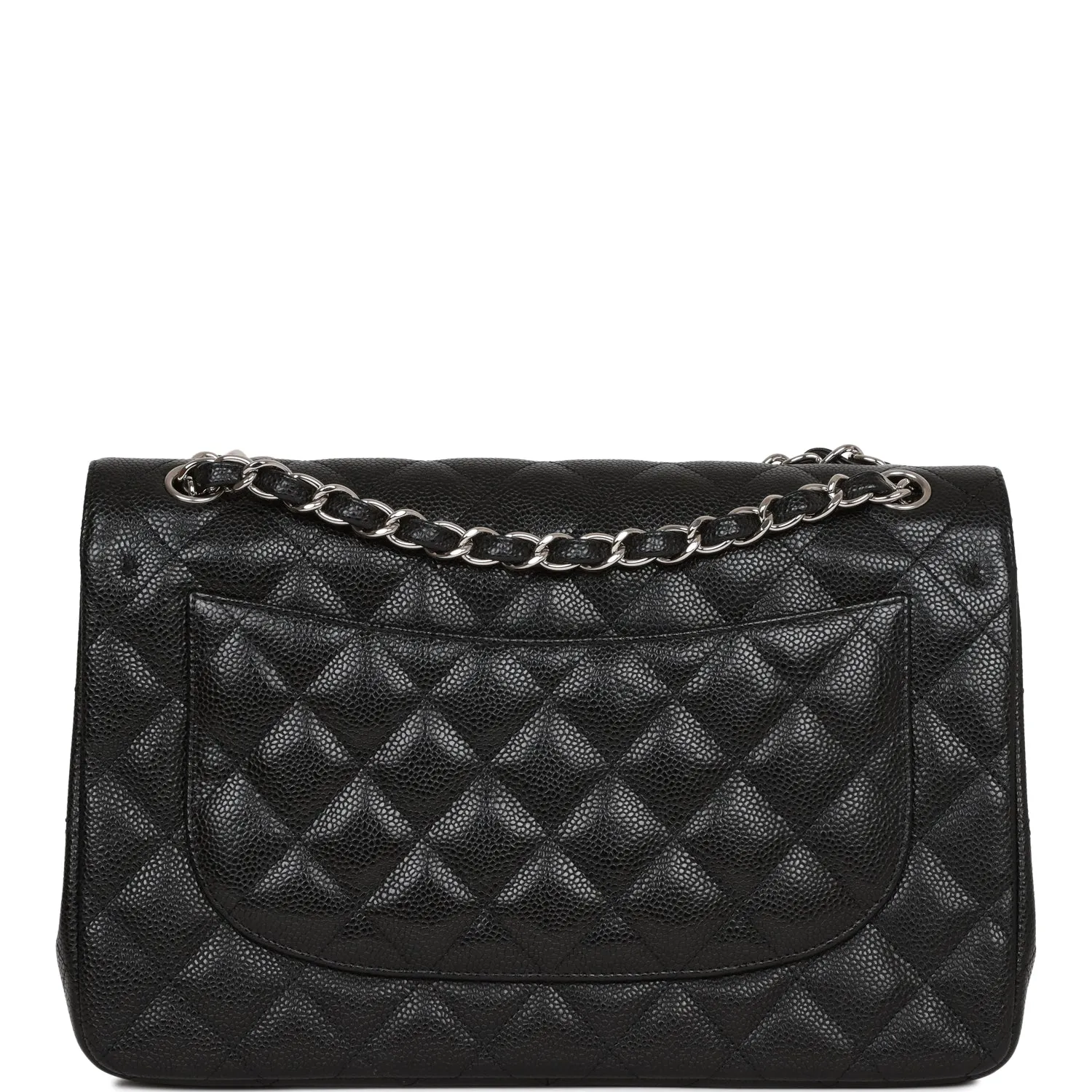 Chanel Jumbo Classic Double Flap Bag Black Caviar Silver Hardware