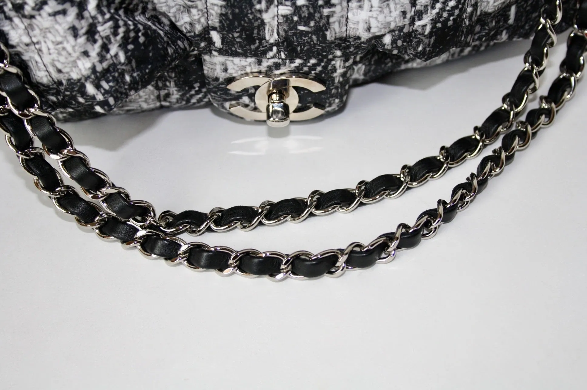 Chanel nylon tweed print flap bag