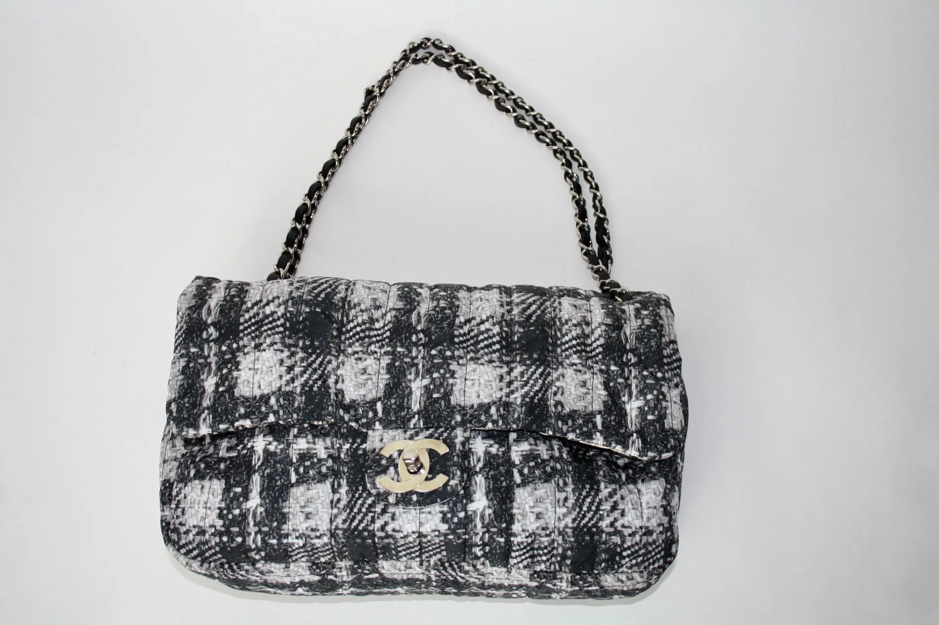 Chanel nylon tweed print flap bag