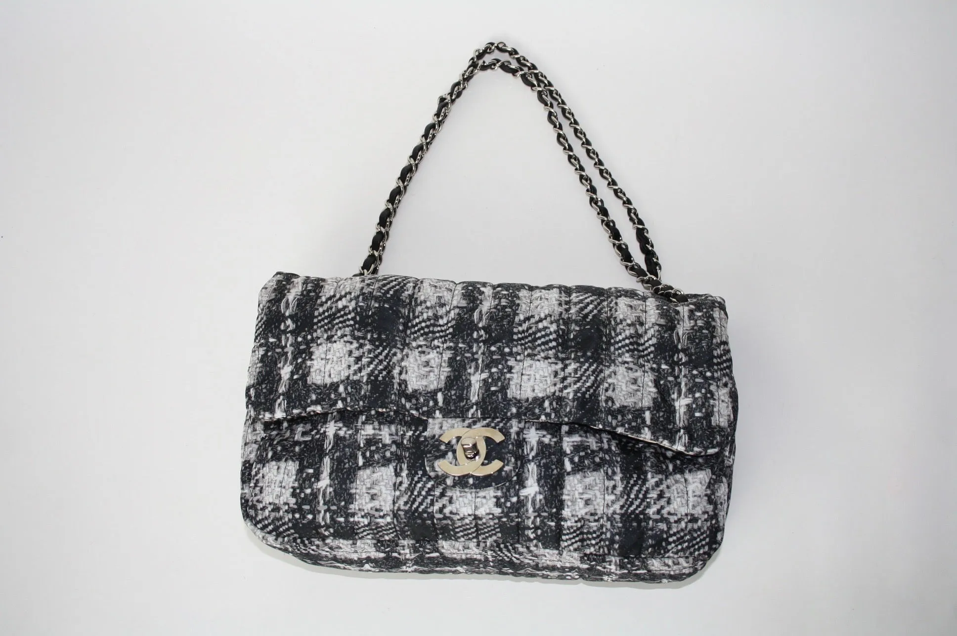 Chanel nylon tweed print flap bag