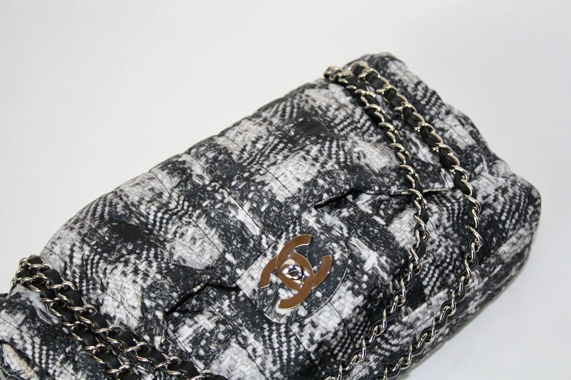 Chanel nylon tweed print flap bag