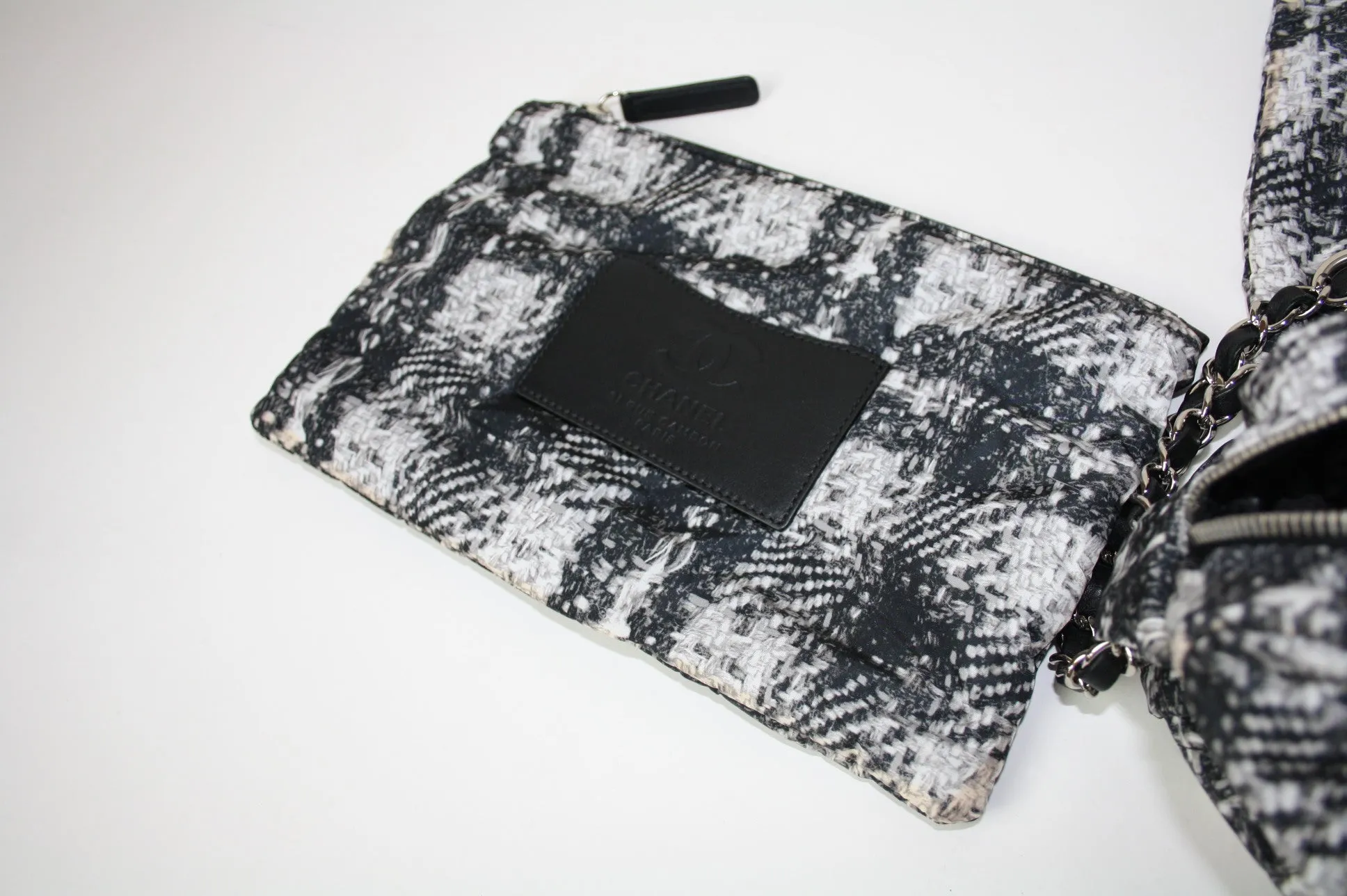 Chanel nylon tweed print flap bag
