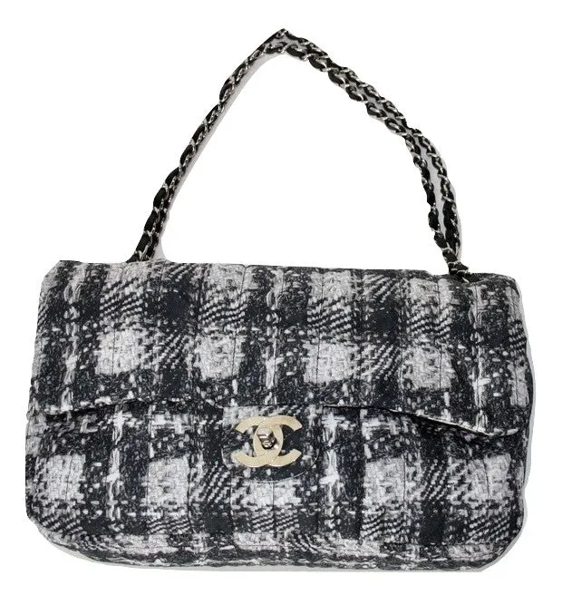 Chanel nylon tweed print flap bag