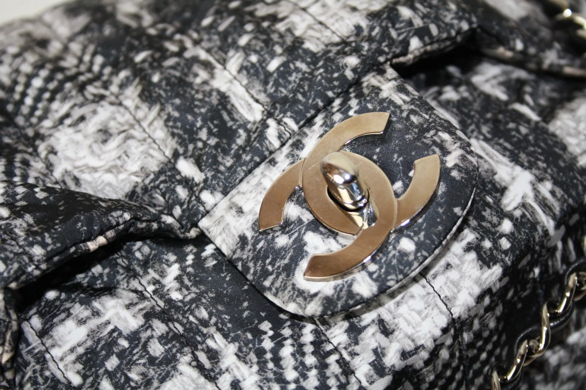 Chanel nylon tweed print flap bag