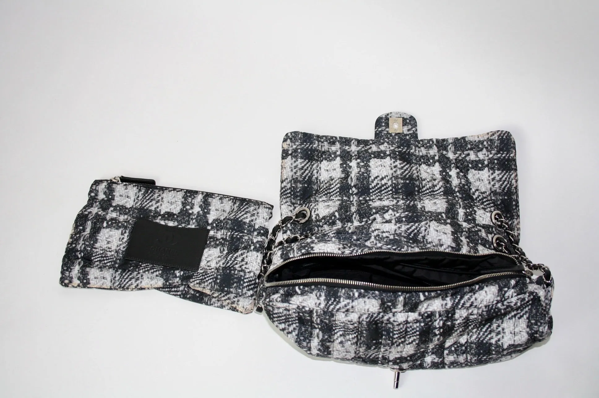 Chanel nylon tweed print flap bag