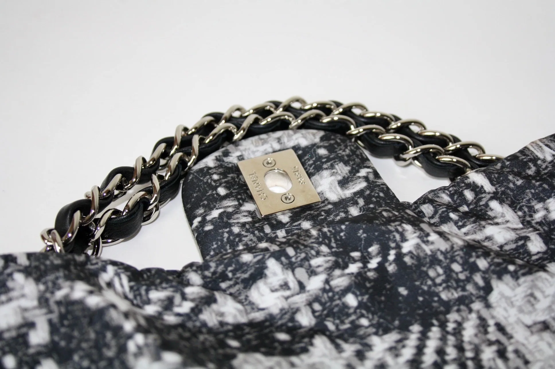 Chanel nylon tweed print flap bag
