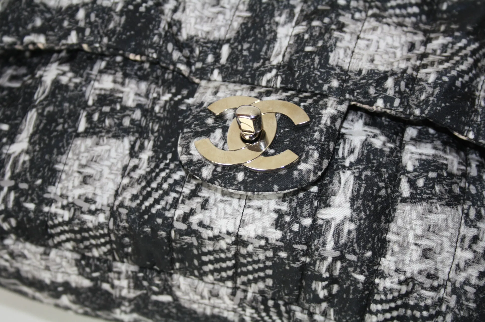 Chanel nylon tweed print flap bag