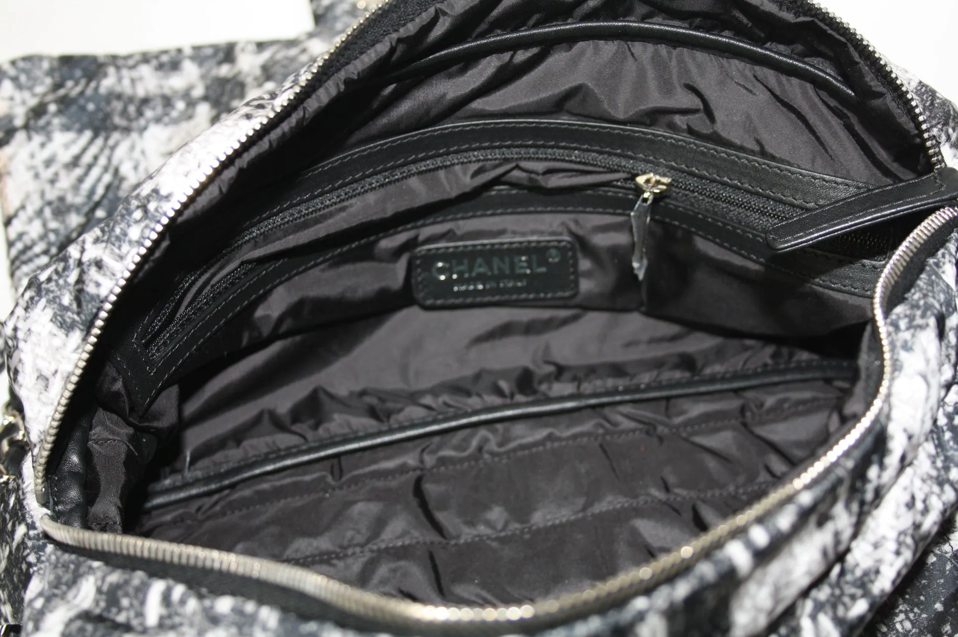 Chanel nylon tweed print flap bag
