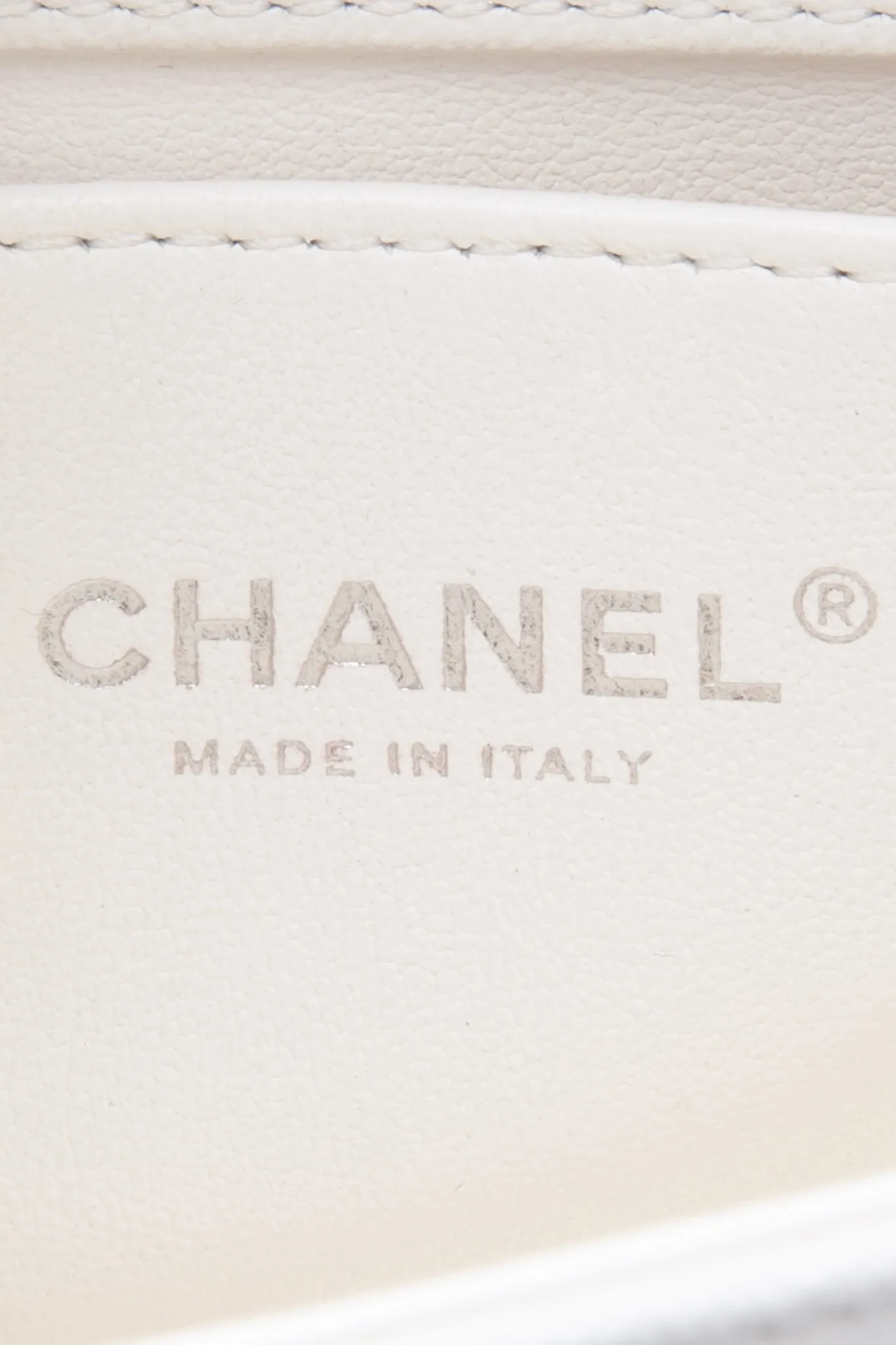 CHANEL Small White Quilted Caviar Boy Flap Bag