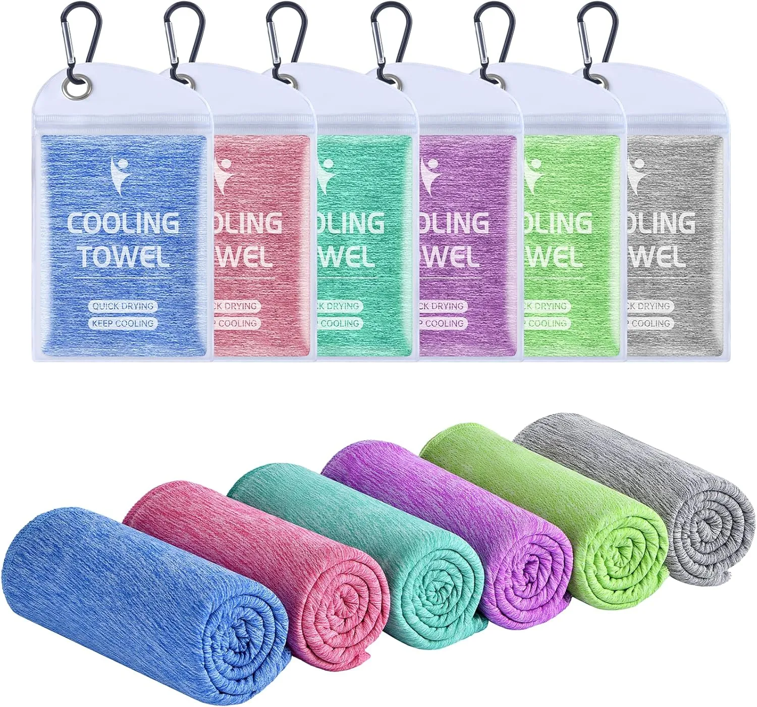 Clothirily Cooling Towels (40"x12"), Breathable Cooling Towels for Neck and Face, Men & Women Workout Towel for Hot Weather, Sweat Towel for Gym Yoga, Camping, Fitness, Running, Traveling, 6 Pack