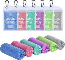 Clothirily Cooling Towels (40"x12"), Breathable Cooling Towels for Neck and Face, Men & Women Workout Towel for Hot Weather, Sweat Towel for Gym Yoga, Camping, Fitness, Running, Traveling, 6 Pack