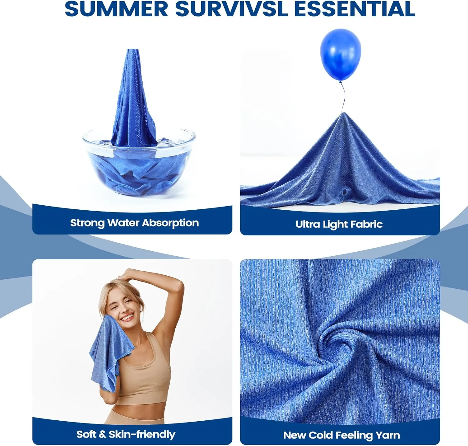 Clothirily Cooling Towels (40"x12"), Breathable Cooling Towels for Neck and Face, Men & Women Workout Towel for Hot Weather, Sweat Towel for Gym Yoga, Camping, Fitness, Running, Traveling, 6 Pack