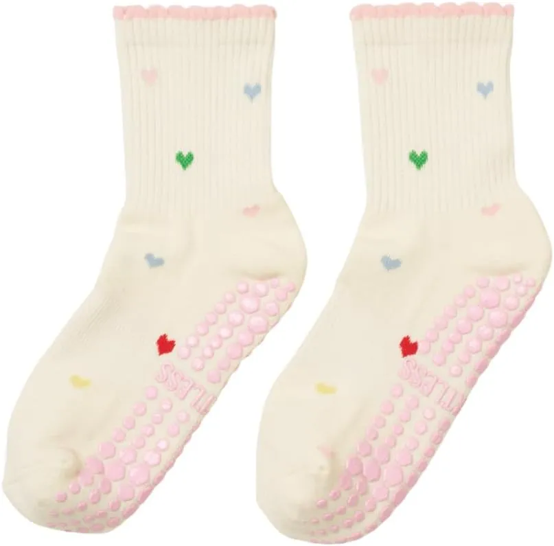 Crew Half Calf Grip Socks, Cutest Fruits Pilates Socks, Ruffle socks, Non-Slip, Barre Yoga Fitness