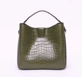 Crocodile Leather Medium Top  Handle Hobo Bag  & Purse Karki