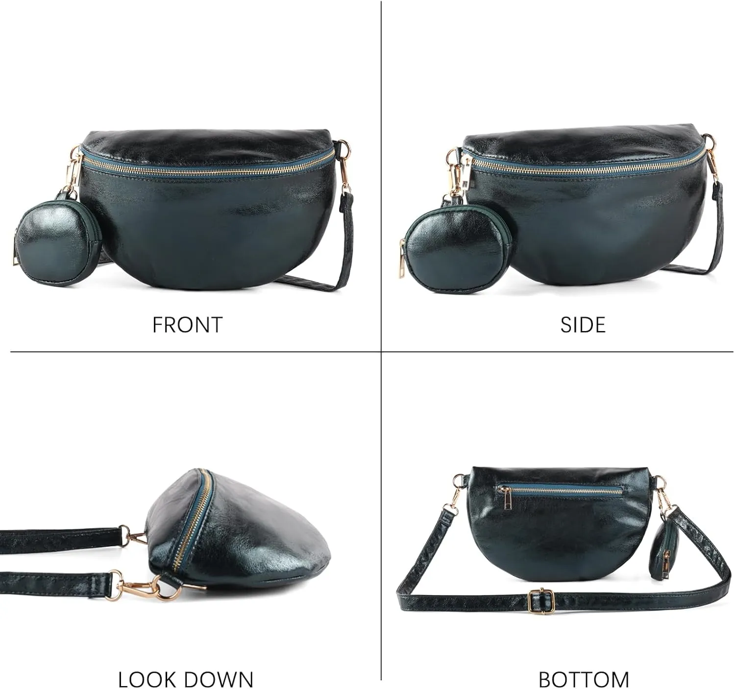 Crossbody Bags for Women Fashion Sling Purse Shoulder Bag Fanny Pack Leather Causal Chest Bum Bag Cross Body Purse (Blackish Green)