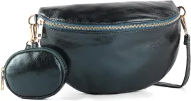 Crossbody Bags for Women Fashion Sling Purse Shoulder Bag Fanny Pack Leather Causal Chest Bum Bag Cross Body Purse (Blackish Green)