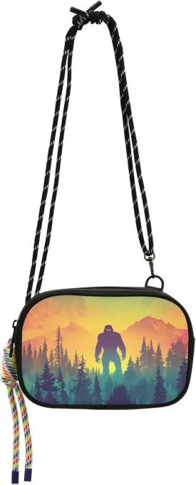 Crossbody Bags for Women Men, Fabric Mini Phone Purse with Removeable Strap Sasquatch Fantastic Forest Print for Travel Hiking
