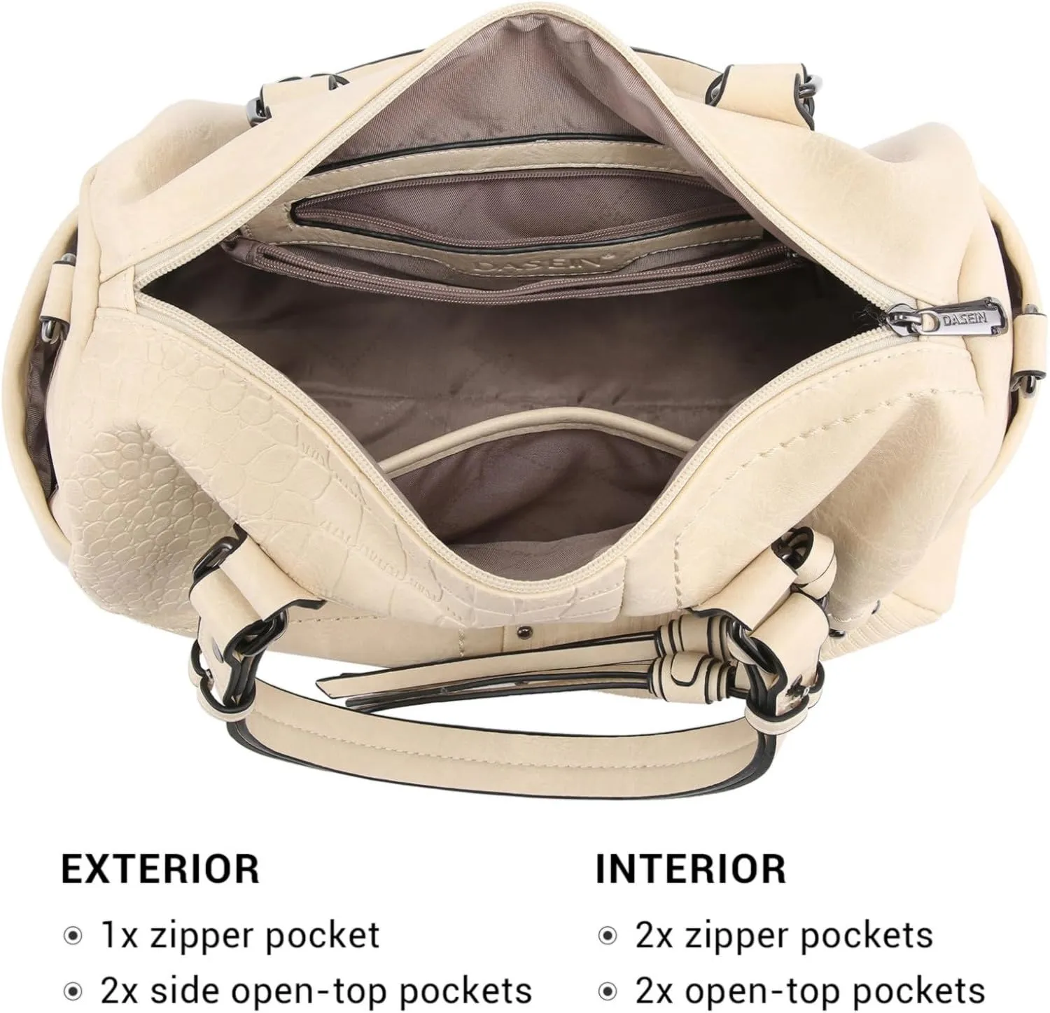 Dasein Women Soft Vegan Leather Barrel Bags Large Hobo Top Handle Work Totes Satchel Handbags Shoulder Purse