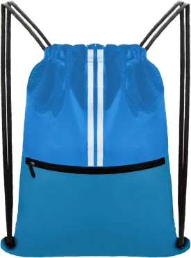 Drawstring Backpack Large Sports Gym Draw String Bag for Women and Men (Ocean Blue)