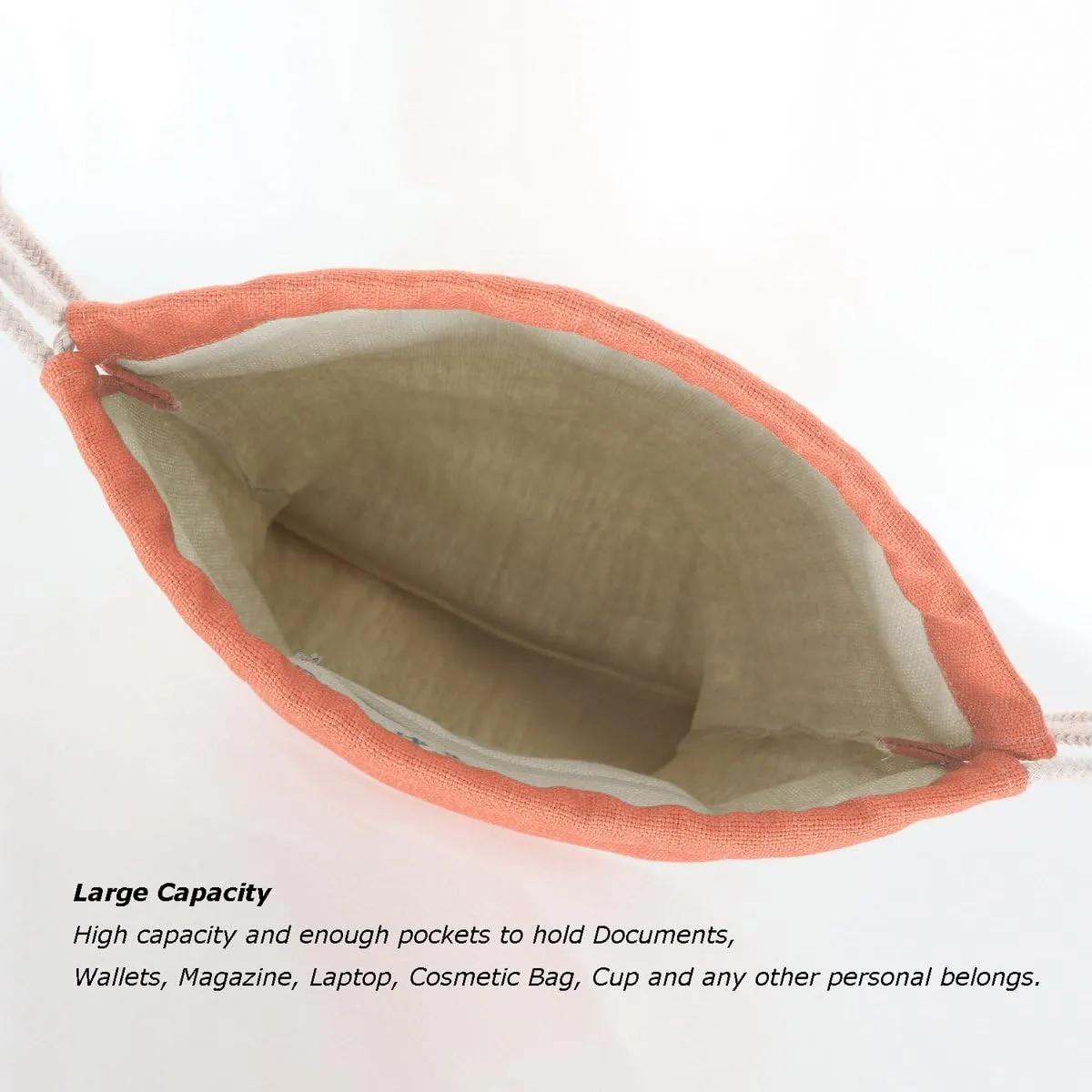 Drawstring Backpack Simple Style String Bag Canvas Beach Sport Daypack