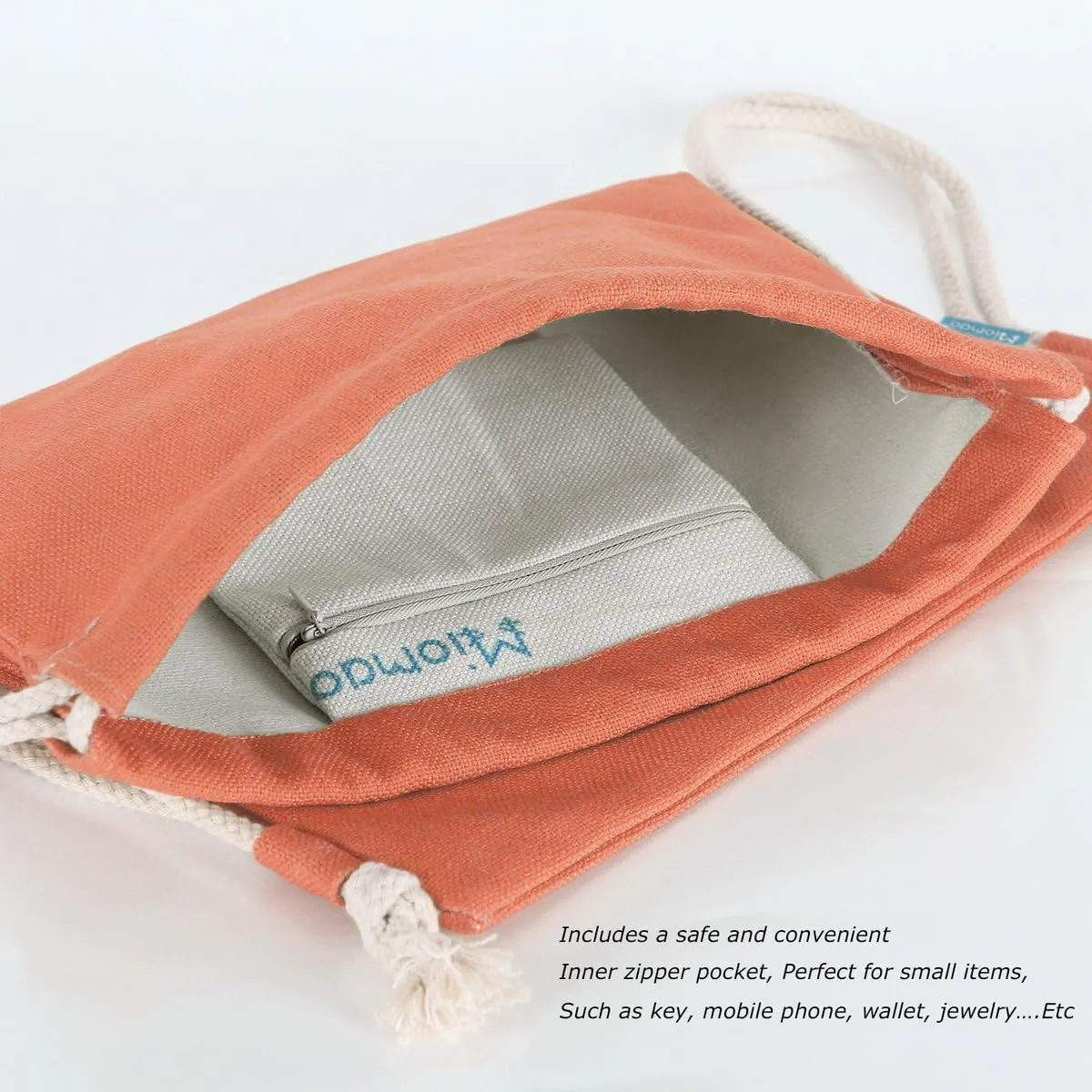 Drawstring Backpack Simple Style String Bag Canvas Beach Sport Daypack
