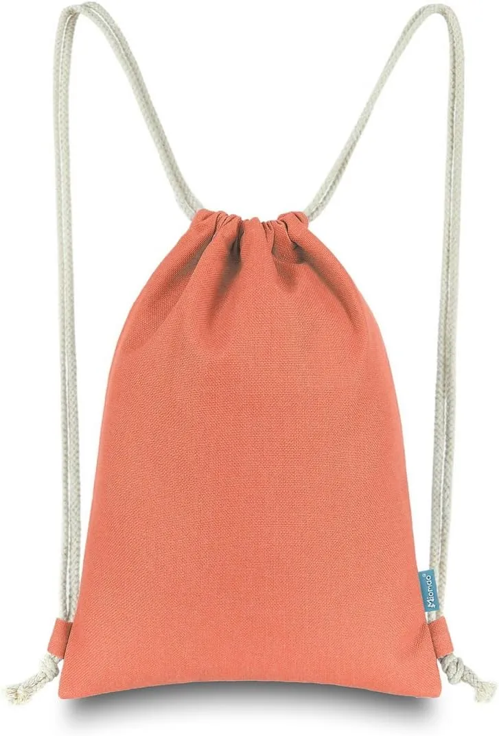 Drawstring Backpack Simple Style String Bag Canvas Beach Sport Daypack
